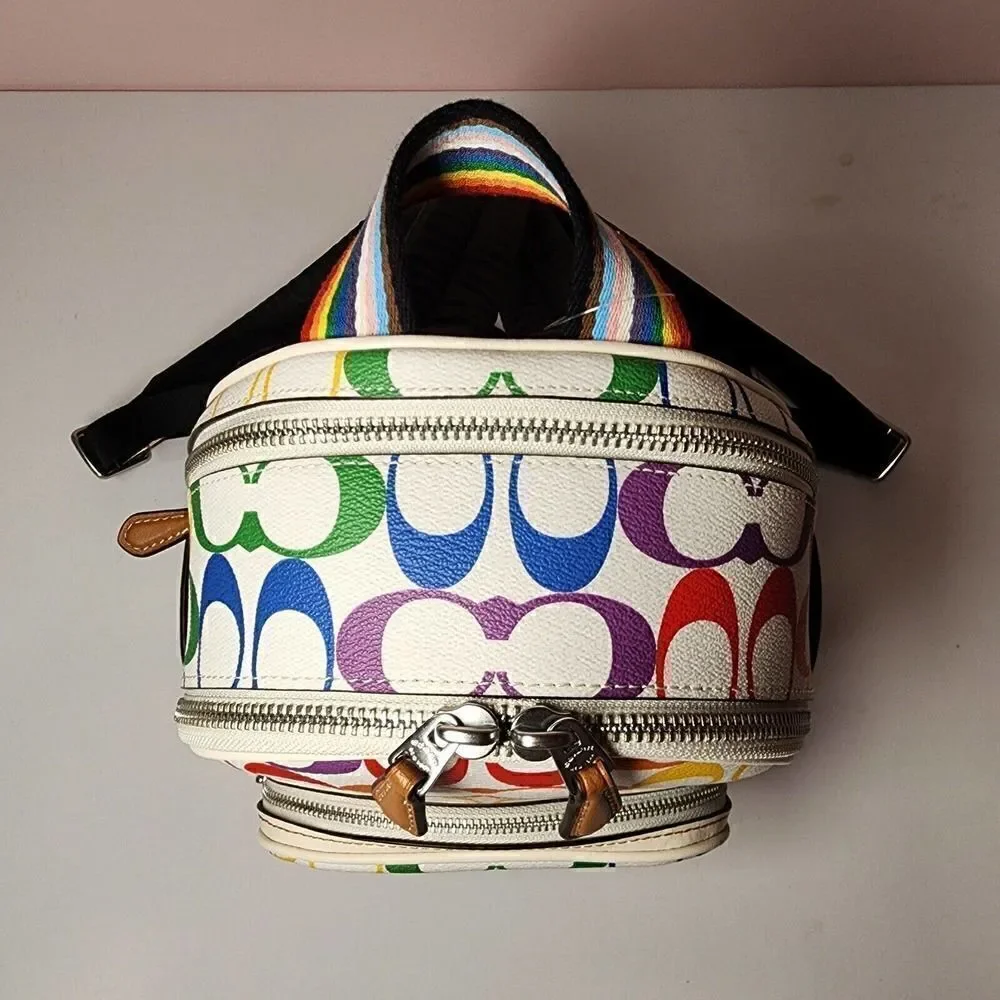NWT COACH CK377 MINI COURT BACKPACK RAINBOW SIGNATURE PRIDE